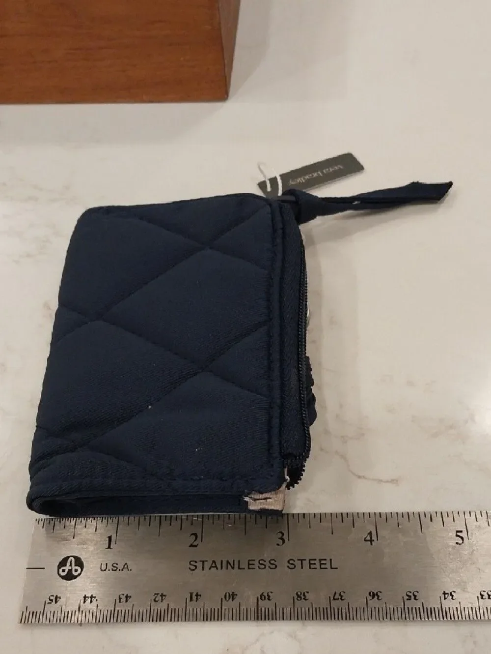 Vera Bradley Navy Quilted Key & Card Holder with Blue Floral Strap
